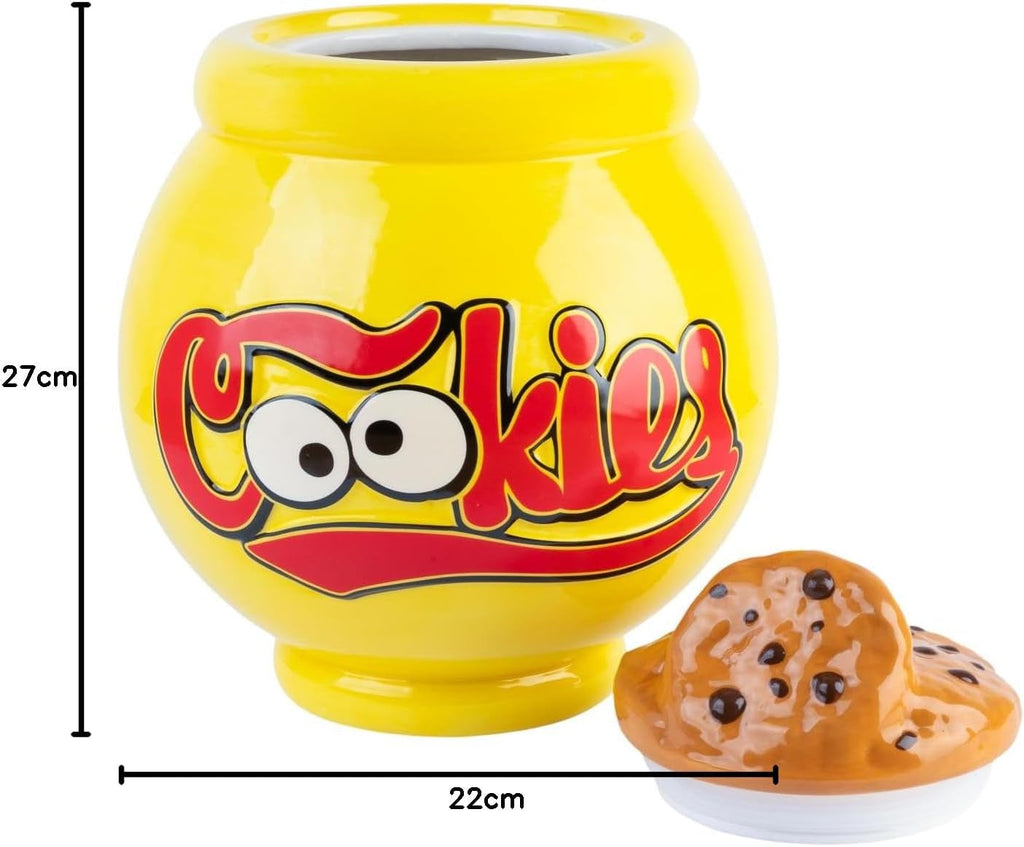 Grupo Erik borcan ceramic pentru biscuiți Sesame Street Cookie Monster - Borcan pentru biscuiți cu capac Mare 21.0 x 27.0 x 22.0 cm Borcan de depozitare cu capac Marfă oficială Sesame Street Cutii depozitare alimente Naty Shop