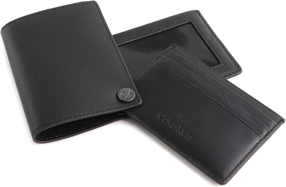 Calvin Klein CK CLEAN PQ COVERED CARDHOLDER Portofel pentru bărbați, negru (Ck Black), OS Portofel Barbati Naty Shop