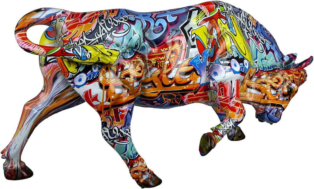 Casablanca figurină decorativă de animale taur - din rășină sintetică în design street art - culoare: multicolor înălțime 27 cm Statuete si sculpturi Naty Shop Titlu implicit