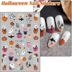 Nagelsticker Halloween, 8 Blätter Halloween Nagelsticker, Kürbis Nail Sticker, Nail Art, Nagel Charms, Nagel Zubehör, Nageldesign, Christmas (Typ A)