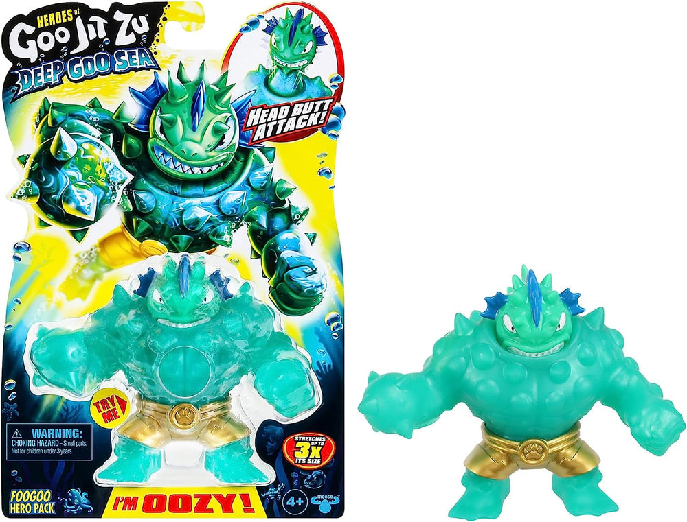 Heroes of Goo Jit To Deep GOO Sea Hero Pack mit Thrash. Superelastische, dehnbare Actionfigur mit spezieller Schleimfüllung und beweglichem Kiefer. Actionfiguren Naty Shop Foogoo