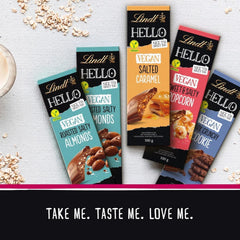Lindt Schokolade HELLO Tafel Vegan Salted Caramel | 100 G Tafel | Vegan Mit Kakao, Mandelmark, Karamellzucker Und Einem Hauch Von Salz | Schokoladengeschenk Naty Shop