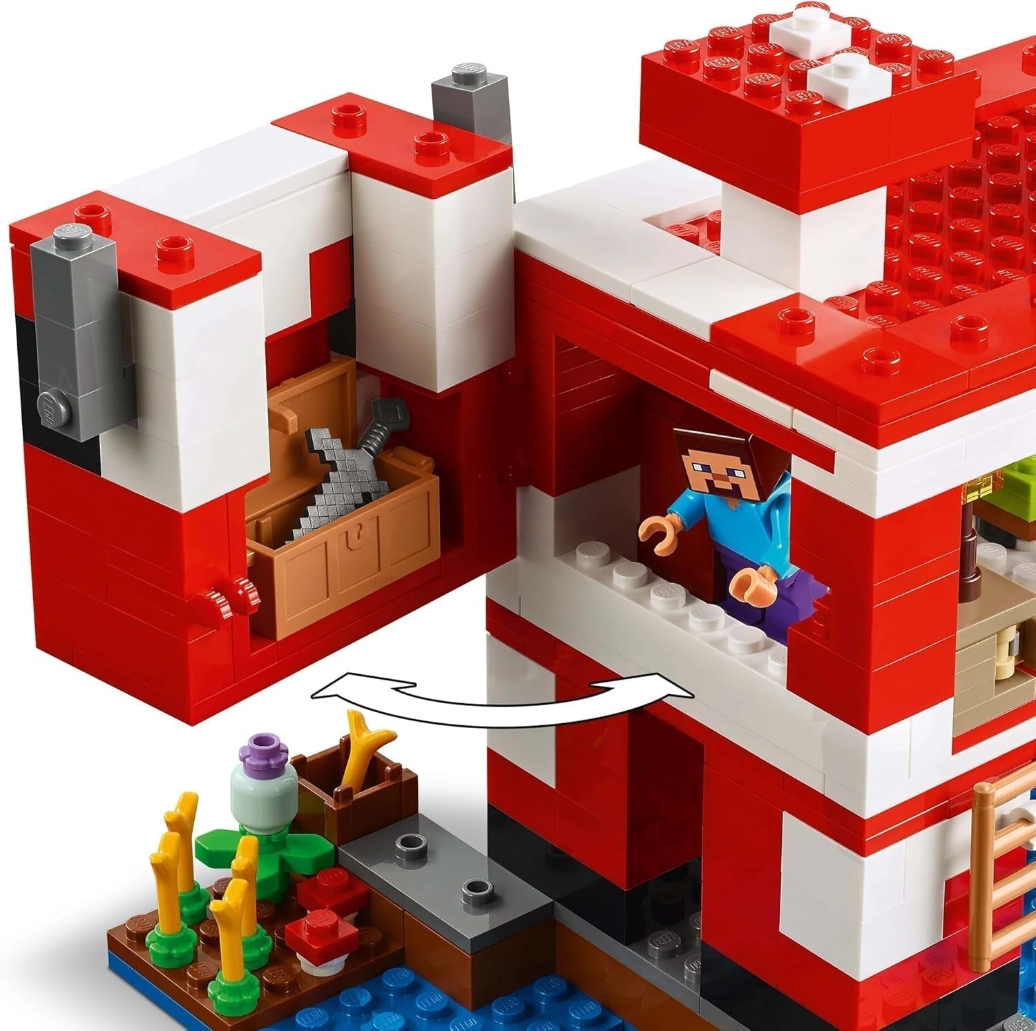 LEGO Minecraft Das Pilz-Kuhhaus, Videospiel-Bauspielzeug, Pilzland-Modell mit Minifiguren, Steve und anderen Charakteren, Spielset für Jungen und Mädchen ab 8 Jahren, 21270 Bausets. Beuche den LEGO-Store