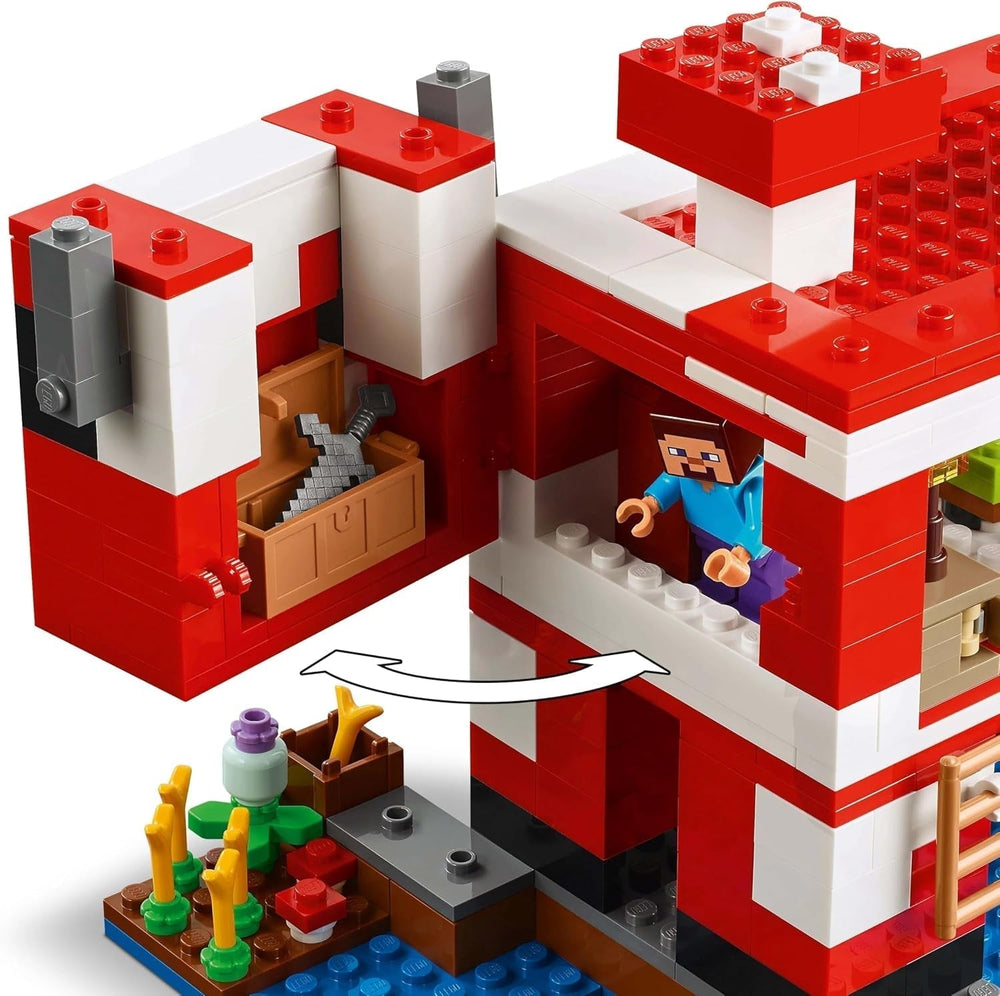 LEGO Minecraft Das Pilz-Kuhhaus, Videospiel-Bauspielzeug, Pilzland-Modell mit Minifiguren, Steve und anderen Charakteren, Spielset für Jungen und Mädchen ab 8 Jahren, 21270 Bausets. Beuche den LEGO-Store