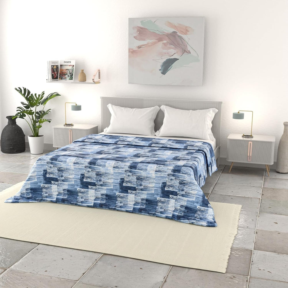 Lenjerie de pat italiană cuvertură de vară de bază, microfibră imprimată, 250X240Cm, cerc Plapumi si pilote Naty Shop Vopsea 250X240Cm