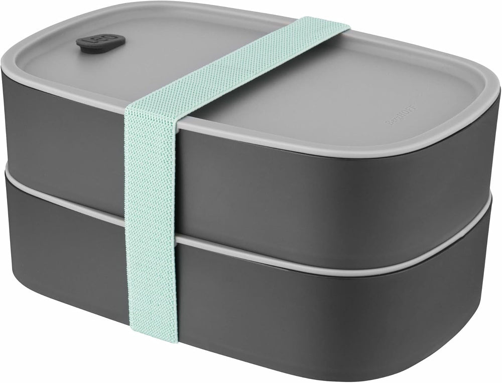 BergHoff cutie bento dublă - Leo (set cutie de prânz 19x12.5x9 cm, două cutii, rezistent la microunde, sigiliu etanș, rezistent la spălarea vaselor, ideal pentru gustări / gustări / salată) 3950126 Cutii depozitare alimente Naty Shop Clasic