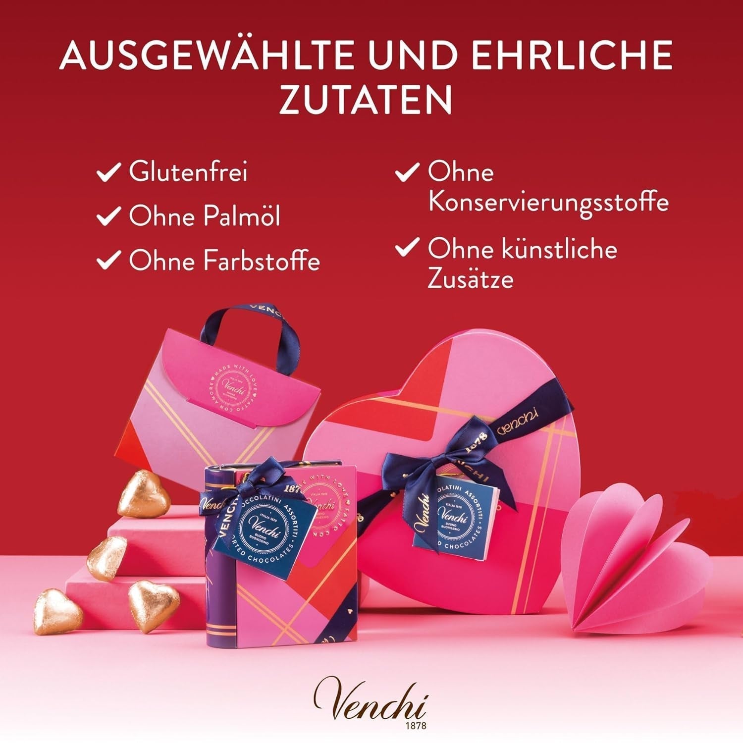 Venchi - Geschenkbox mit 9 Pralinen Baciodidama und Vegan Chocoviar Gianduia, glutenfrei, Valentinstagskollektion Pralinen Naty Shop