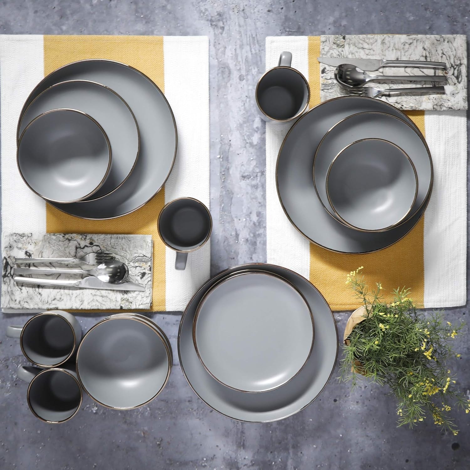 Set de veselă Rockaway din ceramică, rotund, pentru 4 persoane Seturi vesela masa Naty Shop