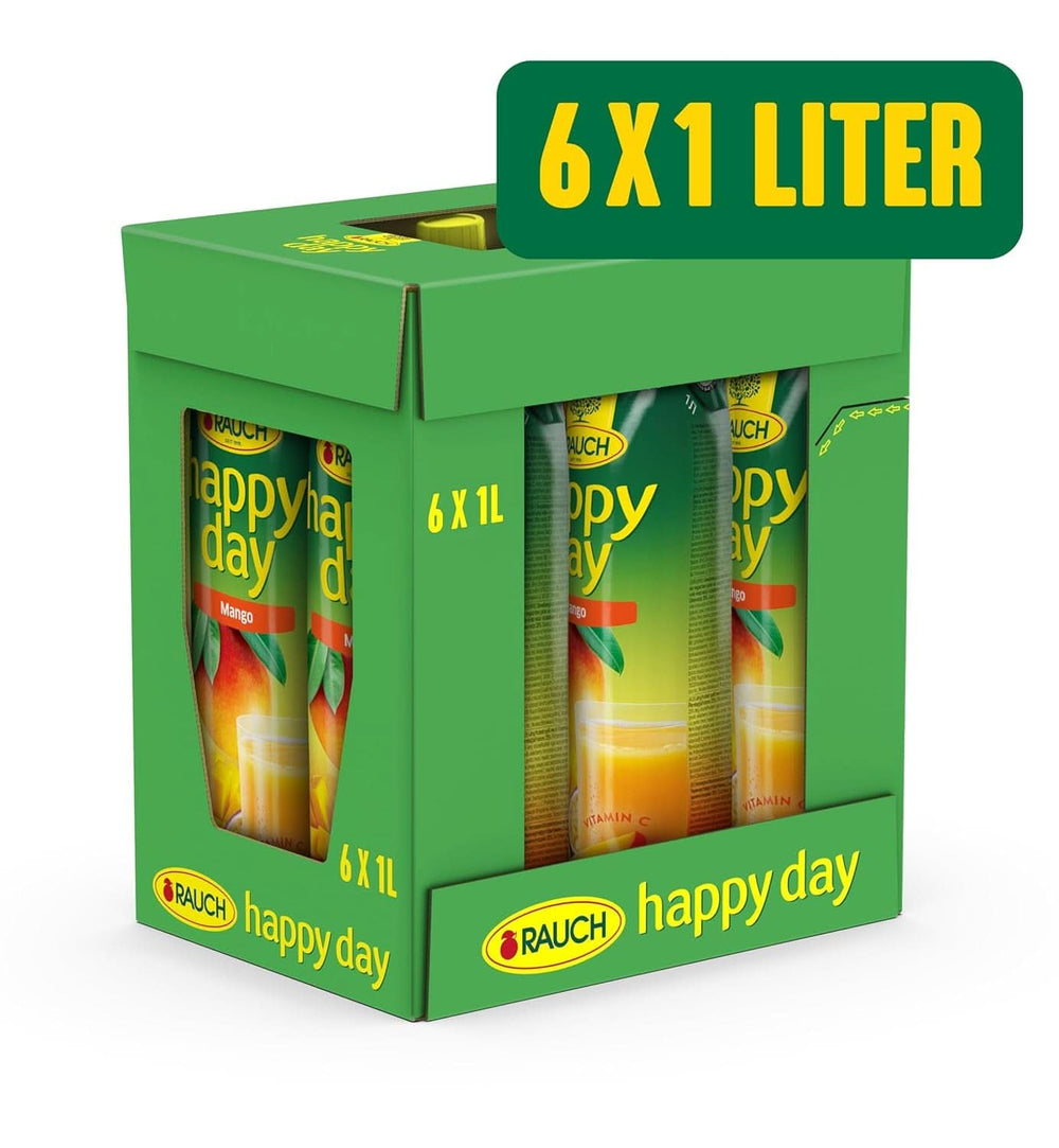 Rauch Happy Day Mango | Băutură rafinată cu fructul pasiunii | O mulțime de vitamina C | 6 x 1 litru, Tetra Prisma Naty Shop