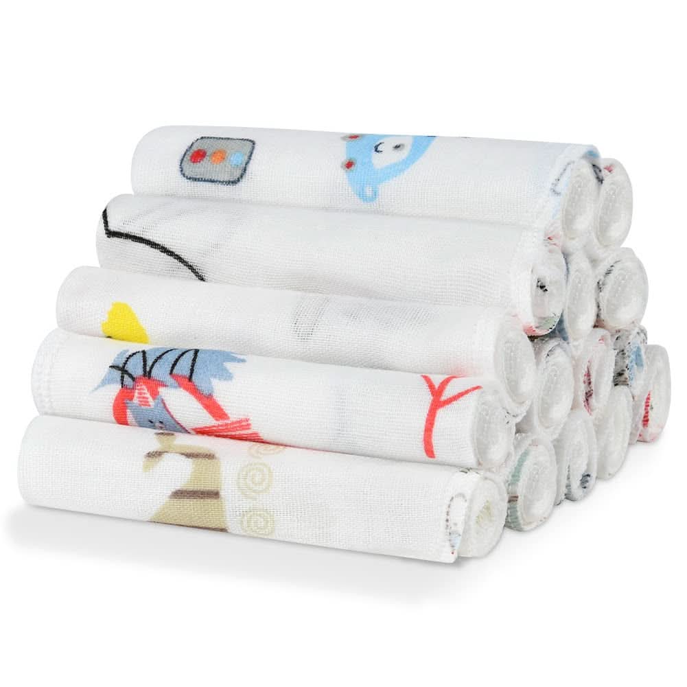 Prosoape de muselină pentru bebeluși, pachet de 8 prosoape din bumbac organic, absorbante, 25 x 25 cm Mama si Copilul Naty Shop