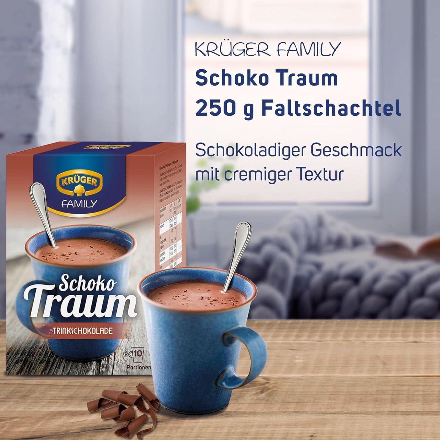 KRÜGER Family, Kakaopulver für heiße Schokolade, 8 Schachteln x 10 Beutel, 8 x 250 Gramm Kakao und heiße Schokolade Naty Shop