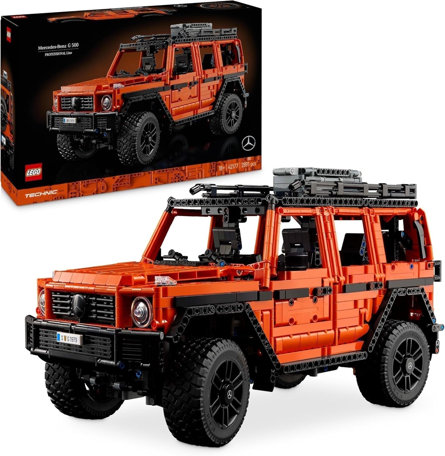 LEGO Technic Mercedes-Benz G 500 Professional Line, set de construcție cu model de mașină G-Class, cadou pentru adulți, set de vehicule de lux de teren, obiect de colecție Mercedes, mașină de jucărie 42177 Seturi de constructie Besuche den LEGO-Store Titlu implicit
