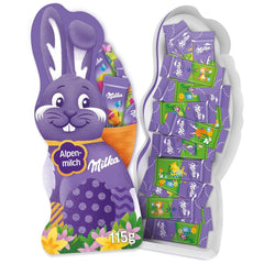 Milka Naps Iepuraș Zâmbitor – Ciocolată de Paște cu lapte alpin într-o cutie cadou încântătoare – 115g