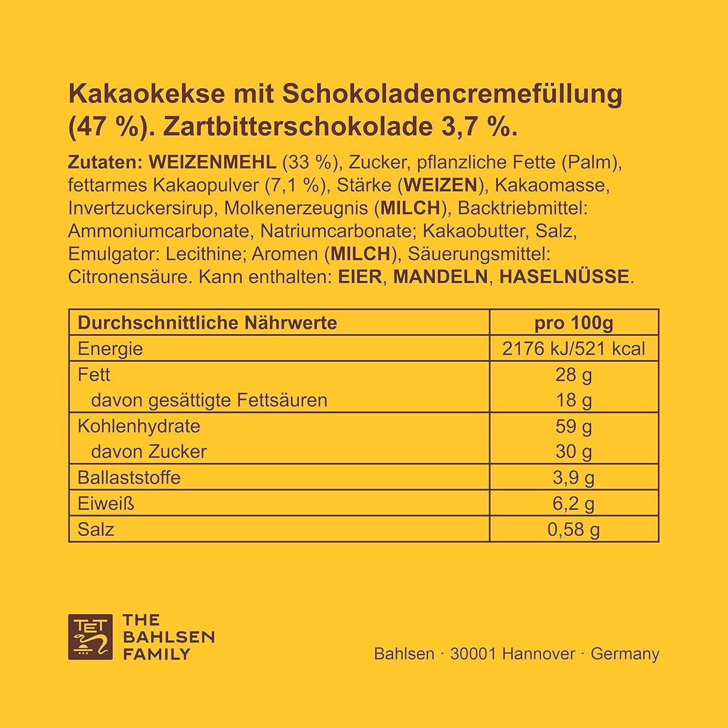 Fursecuri crocante cu cacao și cremă de ciocolată neagră, pachet de 14, pentru depozitare sau vânzare (14 x 190 g)