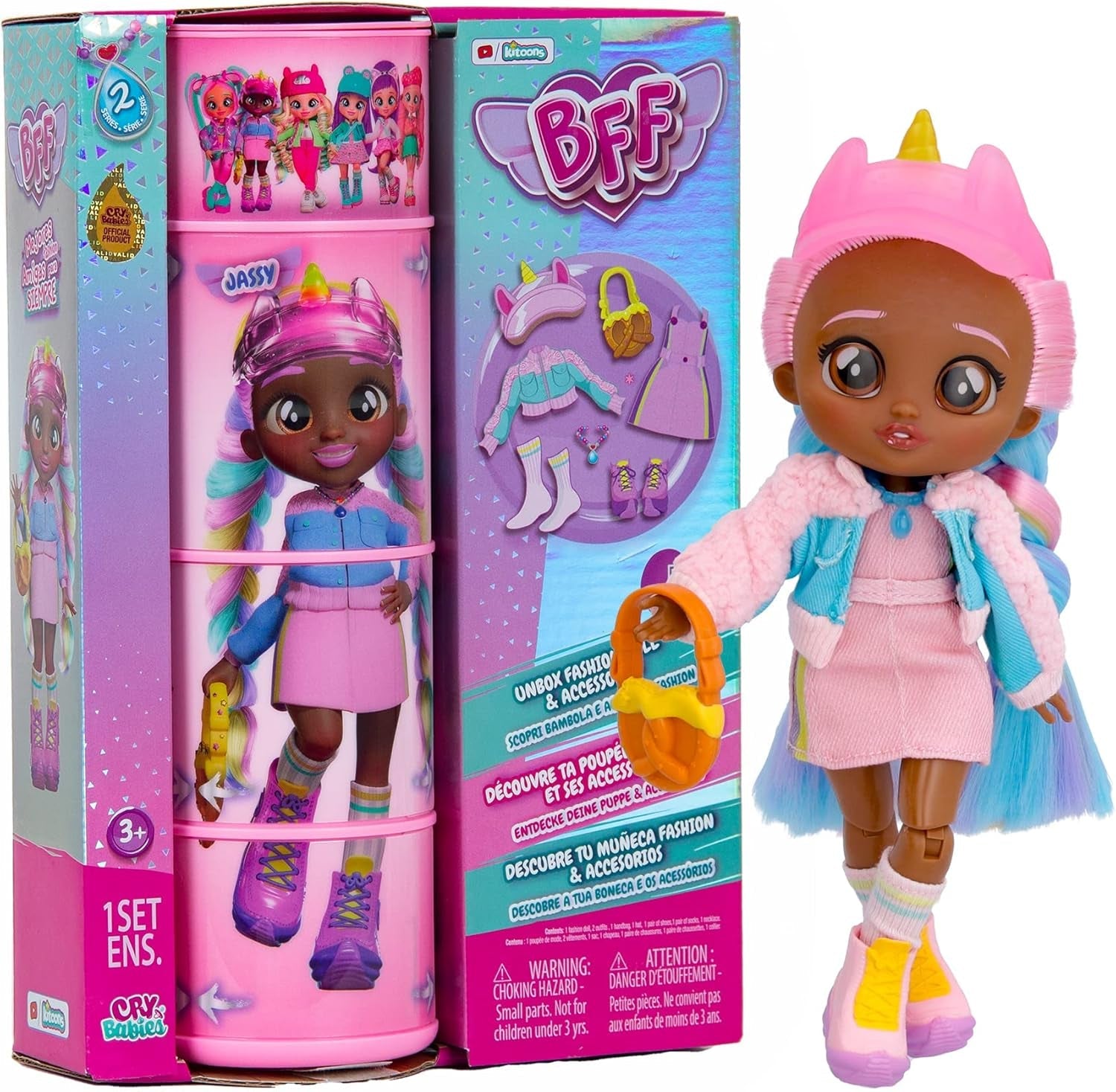 S2 Hannah Modepuppe mit Langen Haaren, Stoffkleidung und 10 Accessoires – Spielzeuggeschenk für Mädchen und Jungen + 5 Jahre