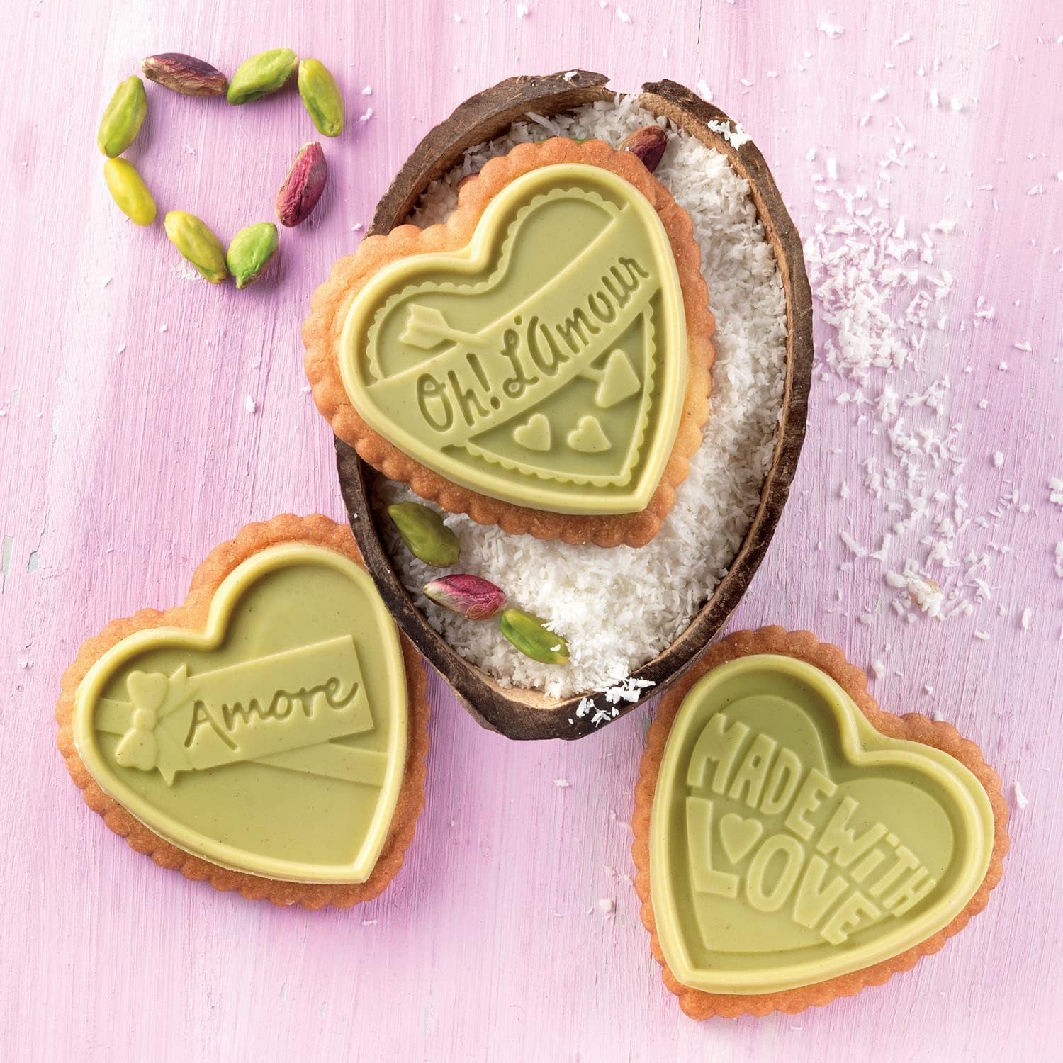silikomart | CKC06 Formă de silicon pentru bomboane de ciocolată COOKIE LOVE SLIM, antiaderentă, 6 bomboane de ciocolată, 1 pachet, formă pentru bomboane, Easy Choc, 64 x 63 mm, h 5 mm, volum 51 ml, Fabricată în Italia
