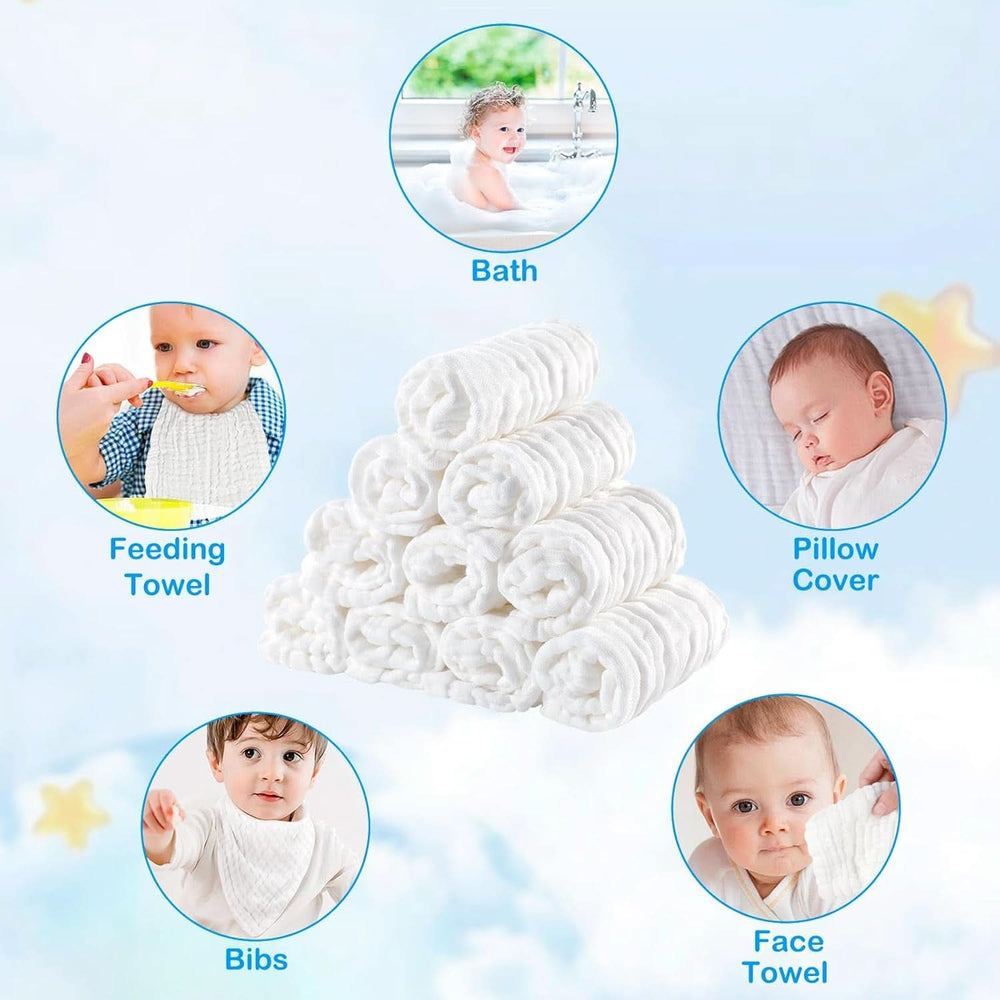 EXTSUD Babywaschlappen, 10er-Pack Musselin-Babyhandtücher Mutter und Kind Naty Shop