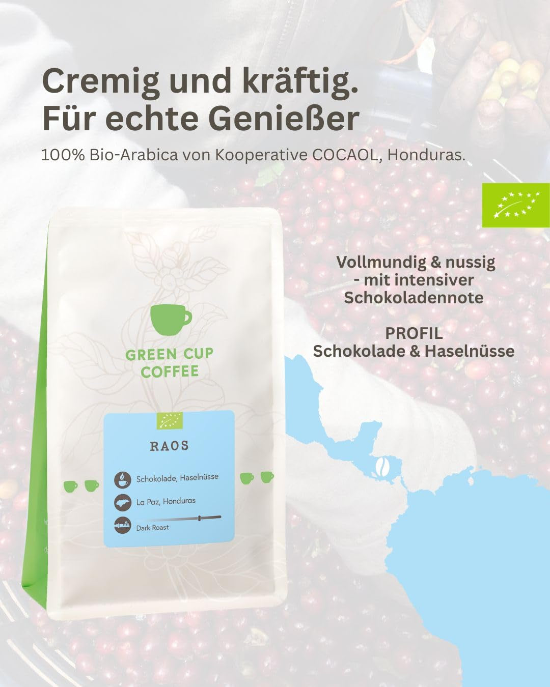 Coffee - Raos I 100% Arabica I Kaffeebohnen 250g I Ideal für Vollautomat, Brühkaffee und French Press mit schokoladig, nussigen Aromen I dunkle Röstung