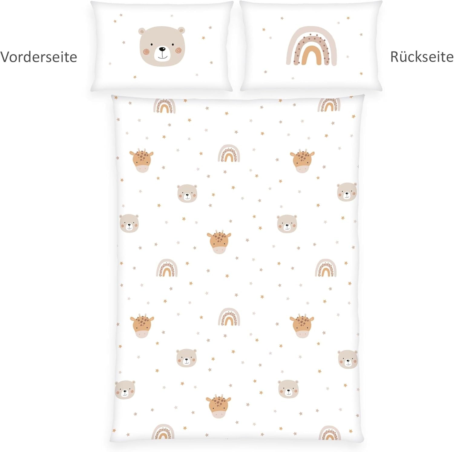 Herding Babybest Little Friends Winterbettwäsche, Kopfkissenbezug 40 X 60 Cm Mit Hoteleinschlag, Bettbezug 100 X 135Cm, Mit Reißverschluss, 100% Baumwolle/Flanell, Weiß, Twin Naty Shop