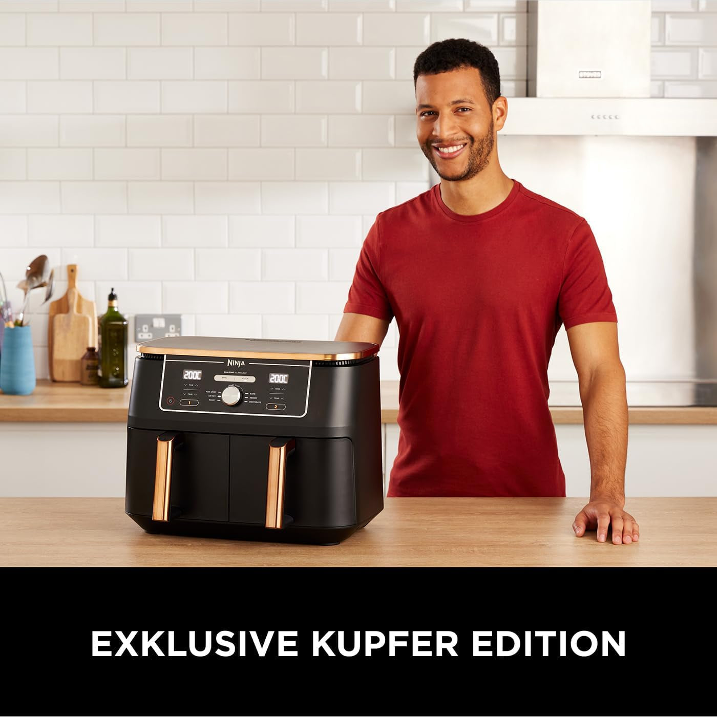 Ninja Foodi AF400EUCP MAX Zweizonen-Luftfritteuse, 9,5 l Airfryer, 2 Fächer, mit Zange, Antihaftbeschichtung, Haushaltsgeräte Naty Shop