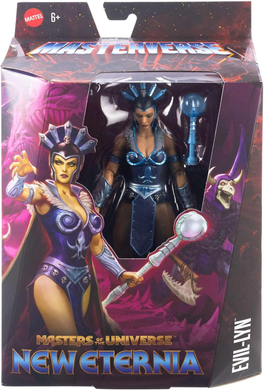 Masters of the Universe Masterverse Action Figure Aprox. 18 Cm înălțime, New Eternia Evil-Lyn, MOTU Toy Villainess, Sorceress, 30 puncte de mișcare, baghetă cu glob de cristal, JBP77 Action figures Naty Shop