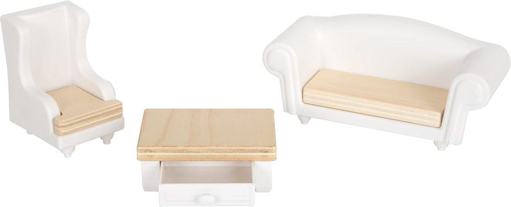 Small Foot Puppenhaus 3-stöckiges Stadthaus aus Holz mit offener Vorderseite und 12 Möbeln für Kinder ab 3 Jahren 11802 Weiß Grau Puppenhäuser Naty Shop