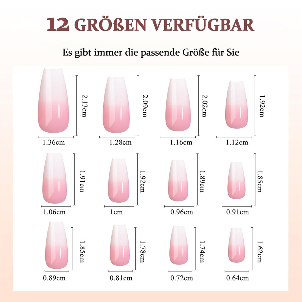 Set unghii false balerină - 240 bucăți unghii false roz liliac delicat, unghii false cu acoperire completă pentru lipire, set vârfuri unghii false pentru manichiură și artă unghii pentru femei și fete (roz lavandă)