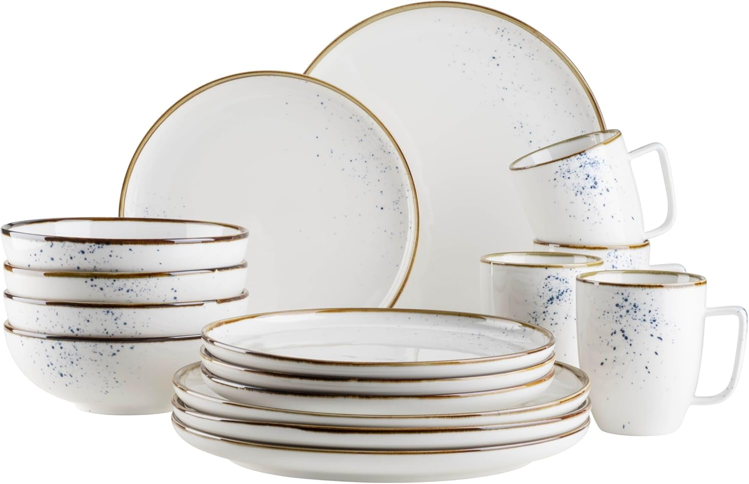 MÄSER Pintar Serie, Hochwertiges Geschirrset für 4 Personen, Kombiservice 16-teilig. Geschirrsets Naty Shop Blue Geschirrset