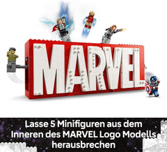 LEGO | Marvel: MARVEL Logo & Minifiguren - Sammlerstück inkl. Hulk, Thor, Iron Man, Black Widow und Captain America - Bauset mit Avengers Figuren - Geschenk für Jungen und Mädchen ab 12 Jahren - 76313