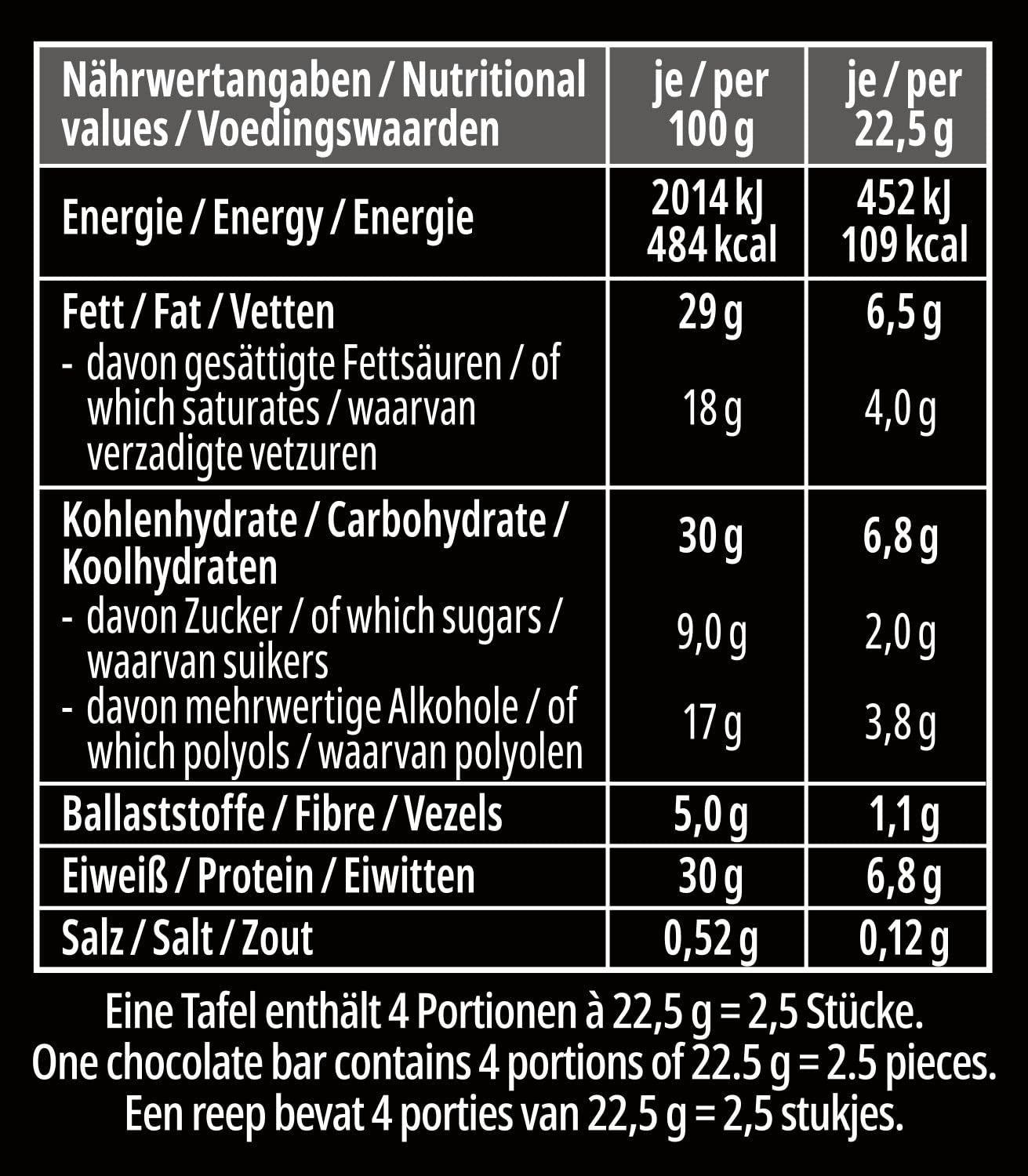 frankonia CHOCOLAT POWER MOTION fără zahăr adăugat - Ciocolată albă crocantă cu conținut ridicat de proteine și conținut scăzut de carbohidrați, 90 g