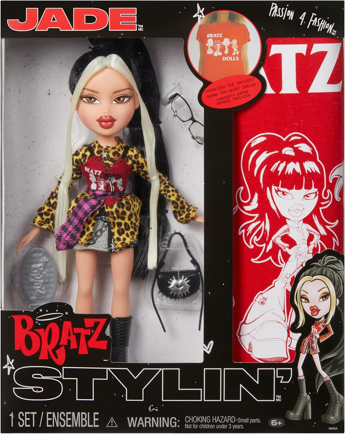 Bratz Stylin' Jade - Modepuppe mit T-Shirt um Gestalten für Dich, Inklusive Accessoires, Niedliches Spielzeug für Mädchen
