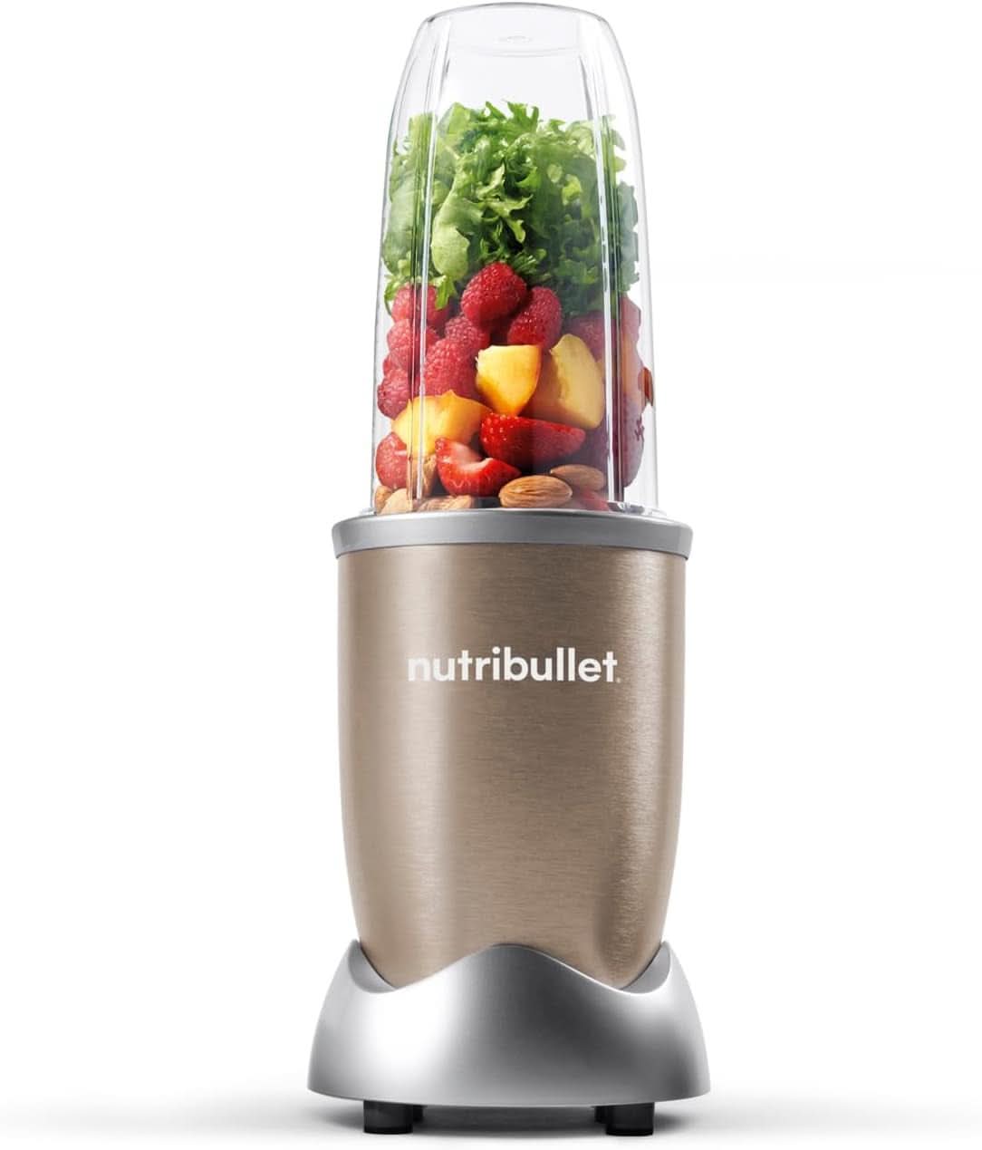 Nutribullet Pro, 900 Watt Leistung, Einfach Und Schnell in Der Anwendung, Kompakt, Leicht Zu Reinigen, Mit 700 Ml Becher, Smoothiemixer, Smoothie Maker, Elektrischer Mixer, NB904B, Schwarz Mother and Child Naty Shop Champagne Basispaket