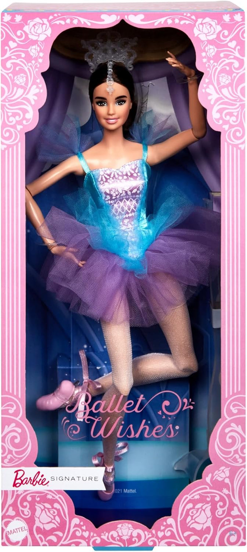 Păpușă Barbie Signature Ballet Wishes (brunetă, aprox. 30 cm), mobilă, cu costum de balerină, tutu, pantofi de vârf și diademă, cadou pentru copii cu vârsta peste 6 ani, JCW44 Papusi Naty Shop Titlu implicit