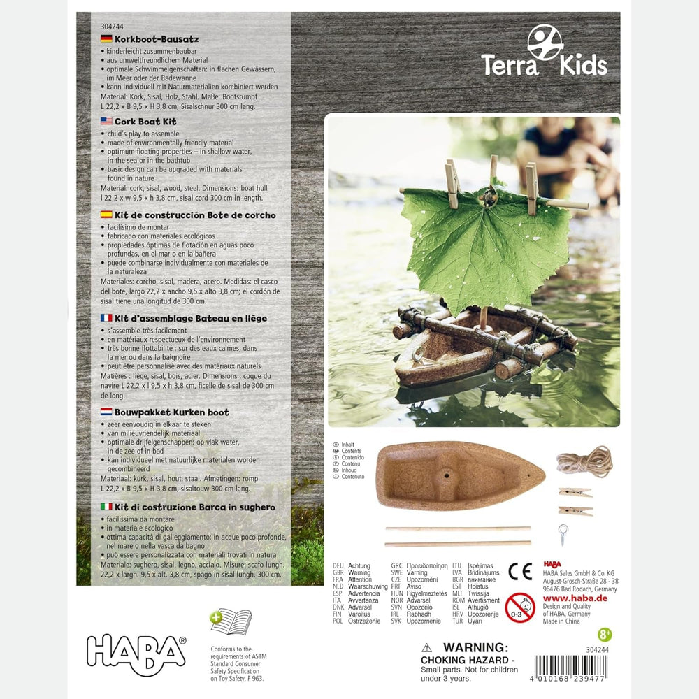 HABA Terra Kids Korkboot-Bausatz – DIY-Set zum Bauen & Gestalten eines schwimmfähigen Boots, mit Anleitung, ab 6 Jahren – 1304244001