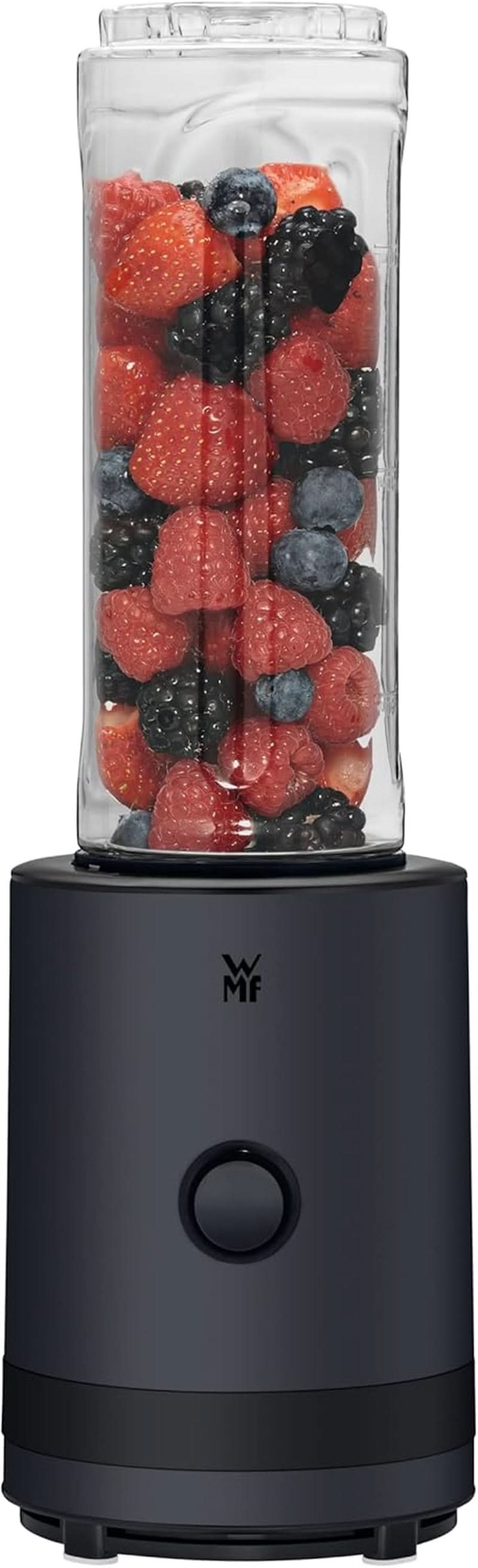 WMF Küchenminis Smoothie-To-Go, Mini Standmixer Mit Zwei Mix-/Trinkbehältern 0,6L, Mixer Hochleistungsmixer 300 W, Edelstahl Matt, Schwarz Bucatarie Naty Shop