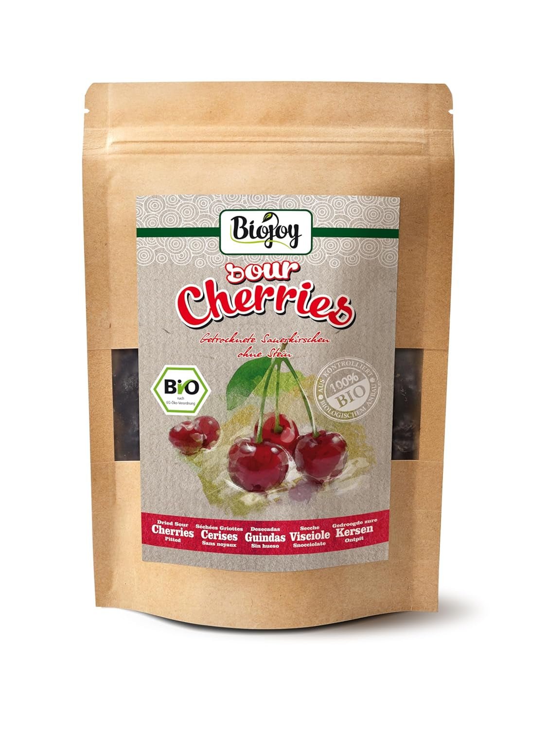 Cireșe bio Biojoy uscate (1 kg), fără sâmburi și nesulfurate Produse deshidratate Naty Shop 250 G