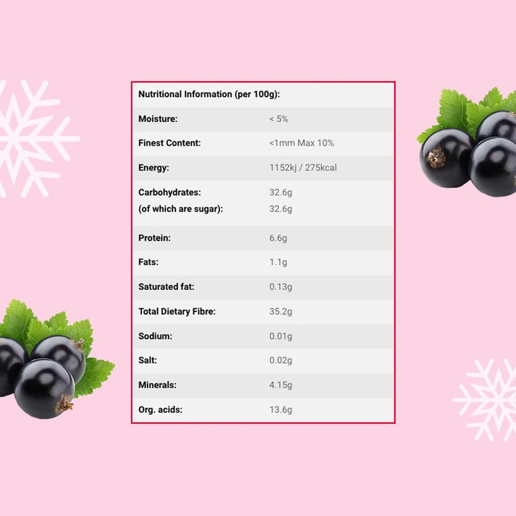 Coacăze negre liofilizate 250g - Fructe liofilizate - Fructe uscate liofilizate - Coacăze negre uscate pentru coacere, muesli, decorarea prăjiturilor, deserturi Produse deshidratate Naty Shop