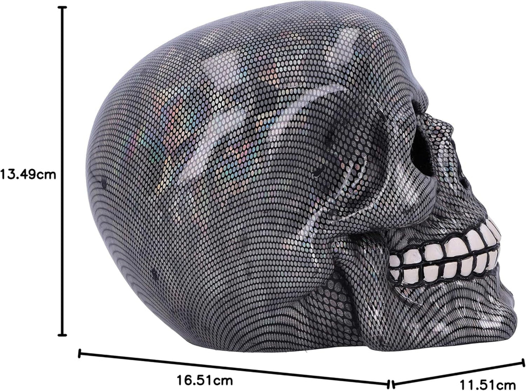 Craniu din plasă de pește argintiu holografic Ornament craniu din plasă de pește argintiu holografic, argintiu, 16,5 cm Statuete si sculpturi Naty Shop