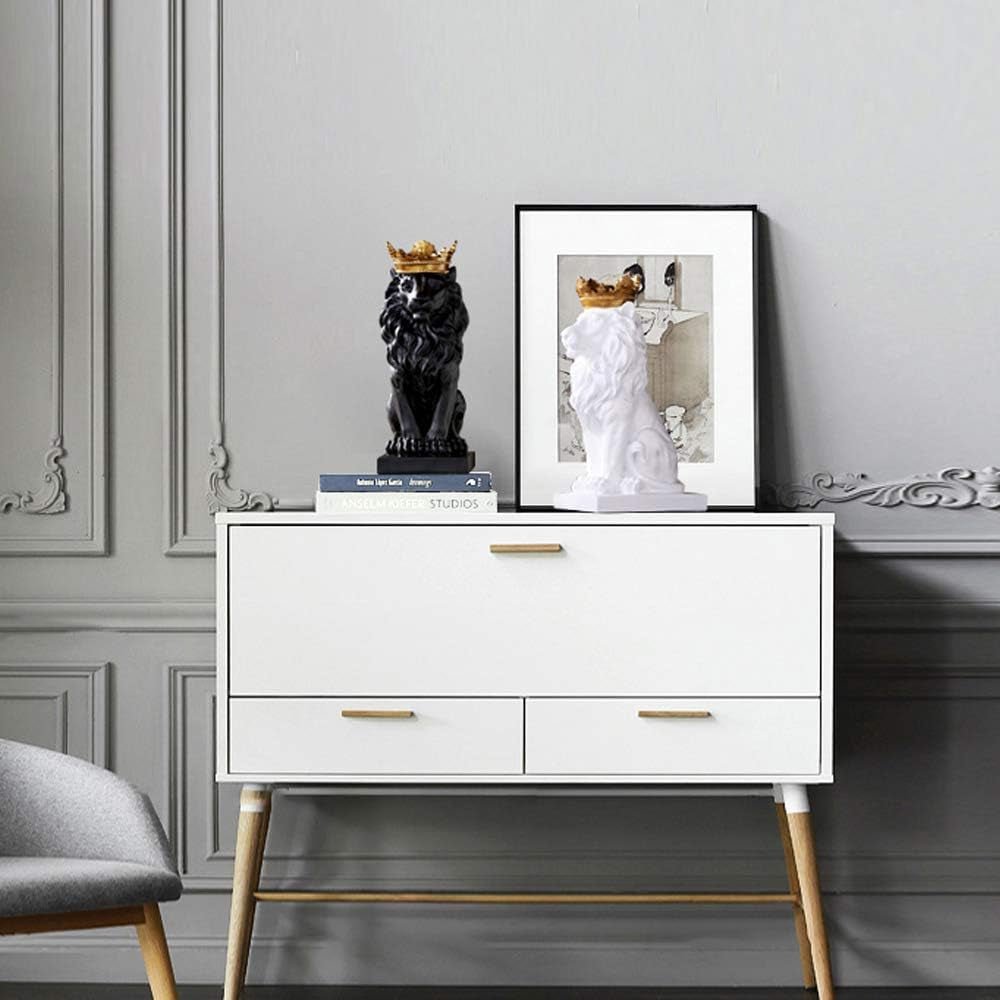 Crown Lion Statue, Sculpturi negre, Figurine de leu din rășină pentru bărbați, Art Statue Ornaments pentru Home Office Living Room Bookshelf Table Desk Housewarming Décor Statuete si sculpturi Naty Shop