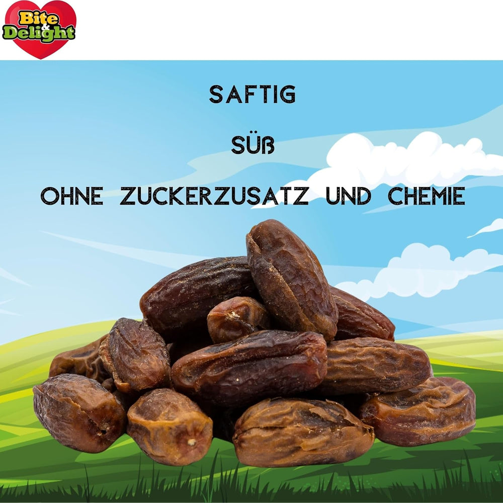 Curmale uscate Bite & Delight - Întregi, uscate și naturale - Dulci aromate - Delicioase și suculente - Gustare de fructe gata de consum - Vegană - Fără zahăr adăugat - 1250g Produse deshidratate Naty Shop