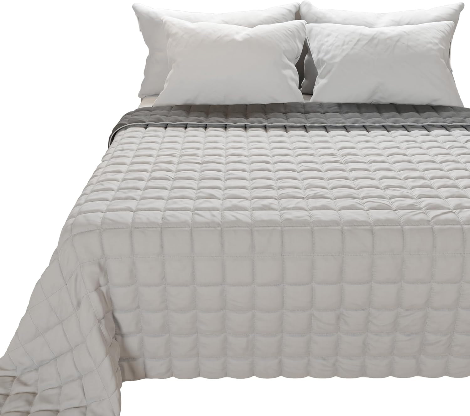 PETTI Artigiani Italiani - Cuvertură pentru pat single, cuvertură cu două fețe, cuvertură de primăvară, albastru miezul nopții, alb, 100% Made in Italy Plapumi si pilote Naty Shop Gri Dimensiune pat 180 (260 X270 Cm)