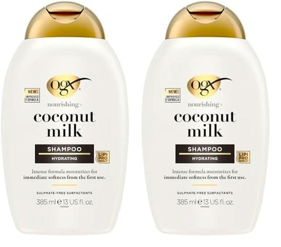 Shampoo mit Kokosmilch OGX (385 ml), feuchtigkeitsspendende Wirkung. Dusche und Bad Naty Shop 2 x 385 ml
