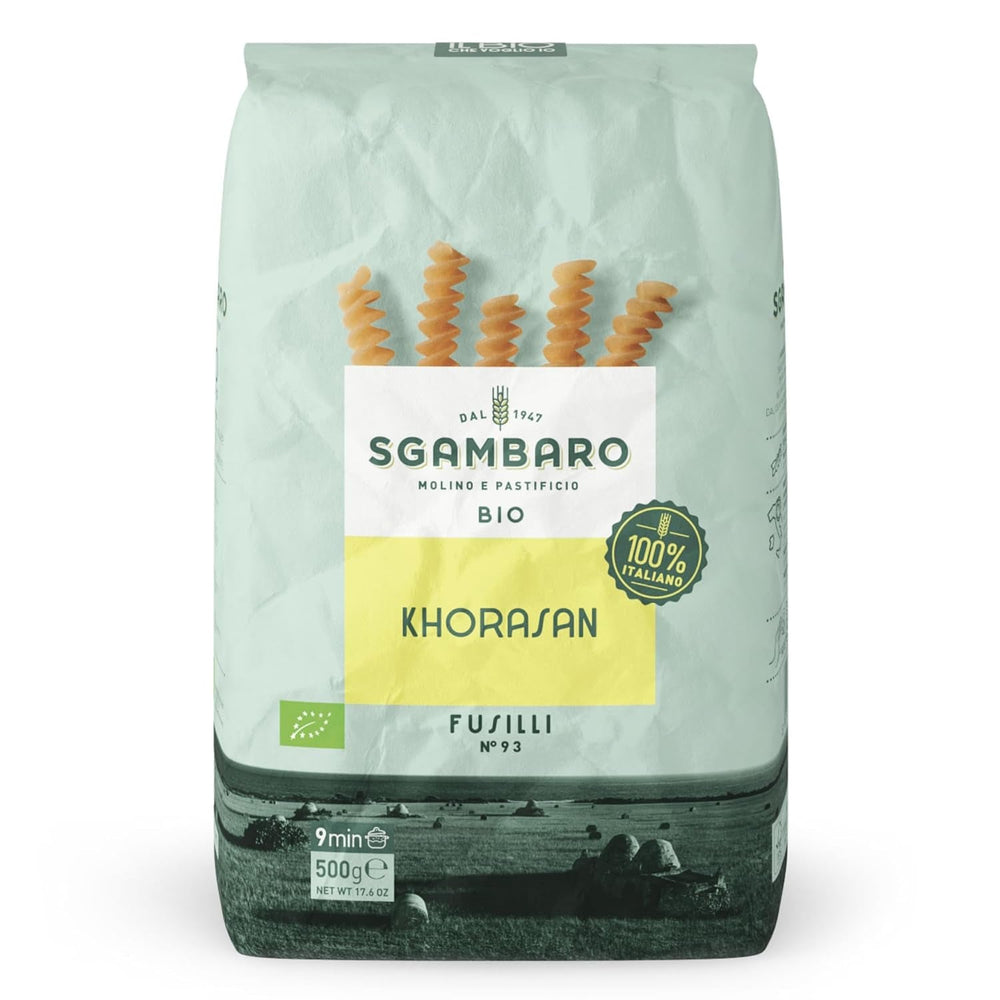 Paste Fusilli Organice Nr. 93 - 500g din grâu Khorasan – Grâu antic, bogat în proteine, cultivat 100% în Italia – Versatile în bucătărie și bogate în nutrienți