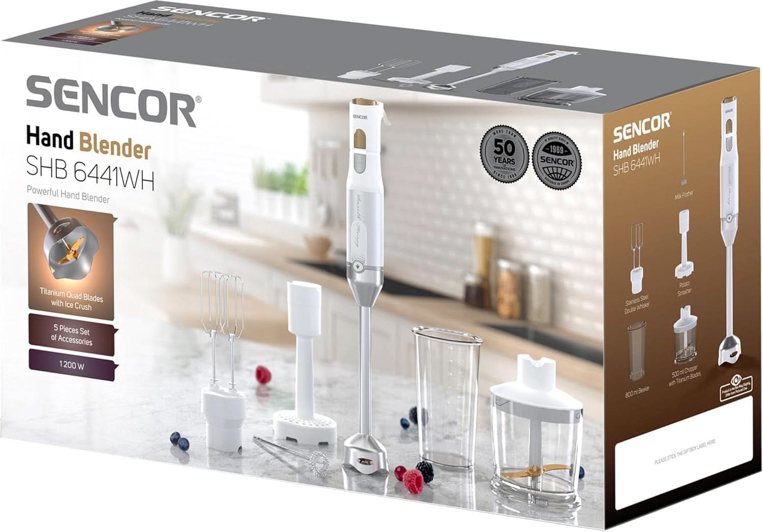 Sencor Multifunktionaler Standmixer, Ultra-Leistungsstark, 6 in 1, 1200 W, Mit Doppel-Schneebesen, Zerkleinerer & Mousseur, Kartoffelstampfer, Quadblade-Klingen Aus Titan, Stufenlose Bucatarie Naty Shop