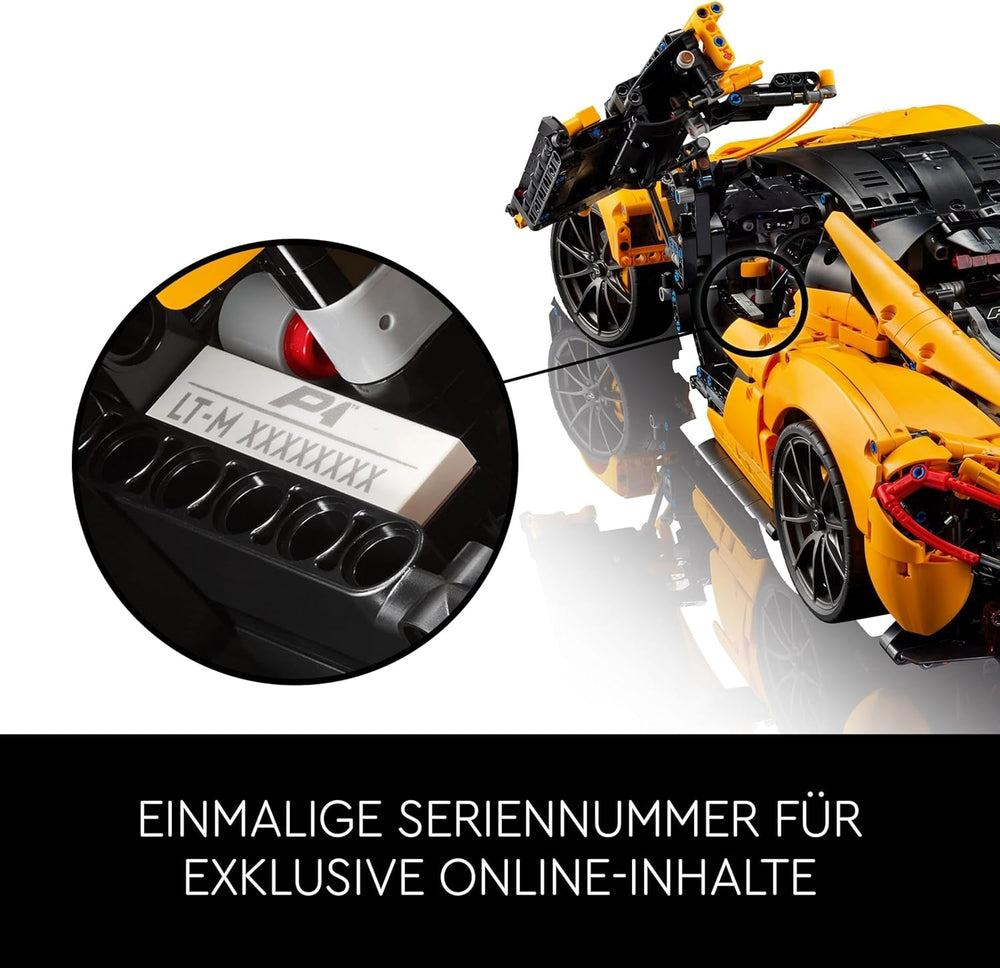 LEGO Technic McLaren P1, Set mit Supersportwagen für Erwachsene, Geschenk für Autofans, maßstabsgetreues Sammlerstück mit V8-Kolbenmotor und 7-Gang-Getriebe, Modellauto, Spielzeugauto Set 42172