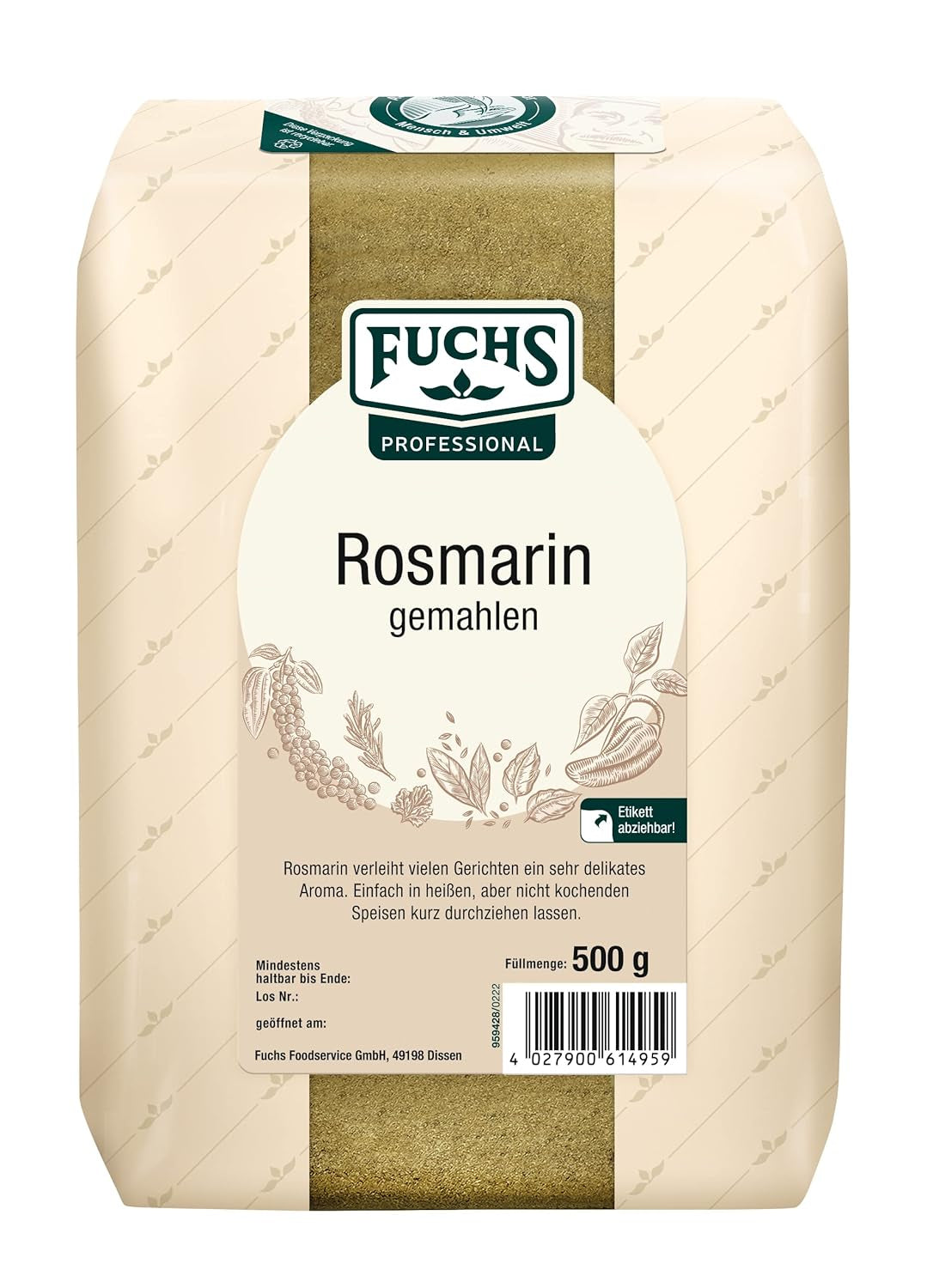 - Rosmarin gemahlen | Für Rosmarin-Kartoffeln und Lamm-Gerichte | Profi-Qualität für Großverbraucher | 0,6 kg im recyclebaren Beutel
