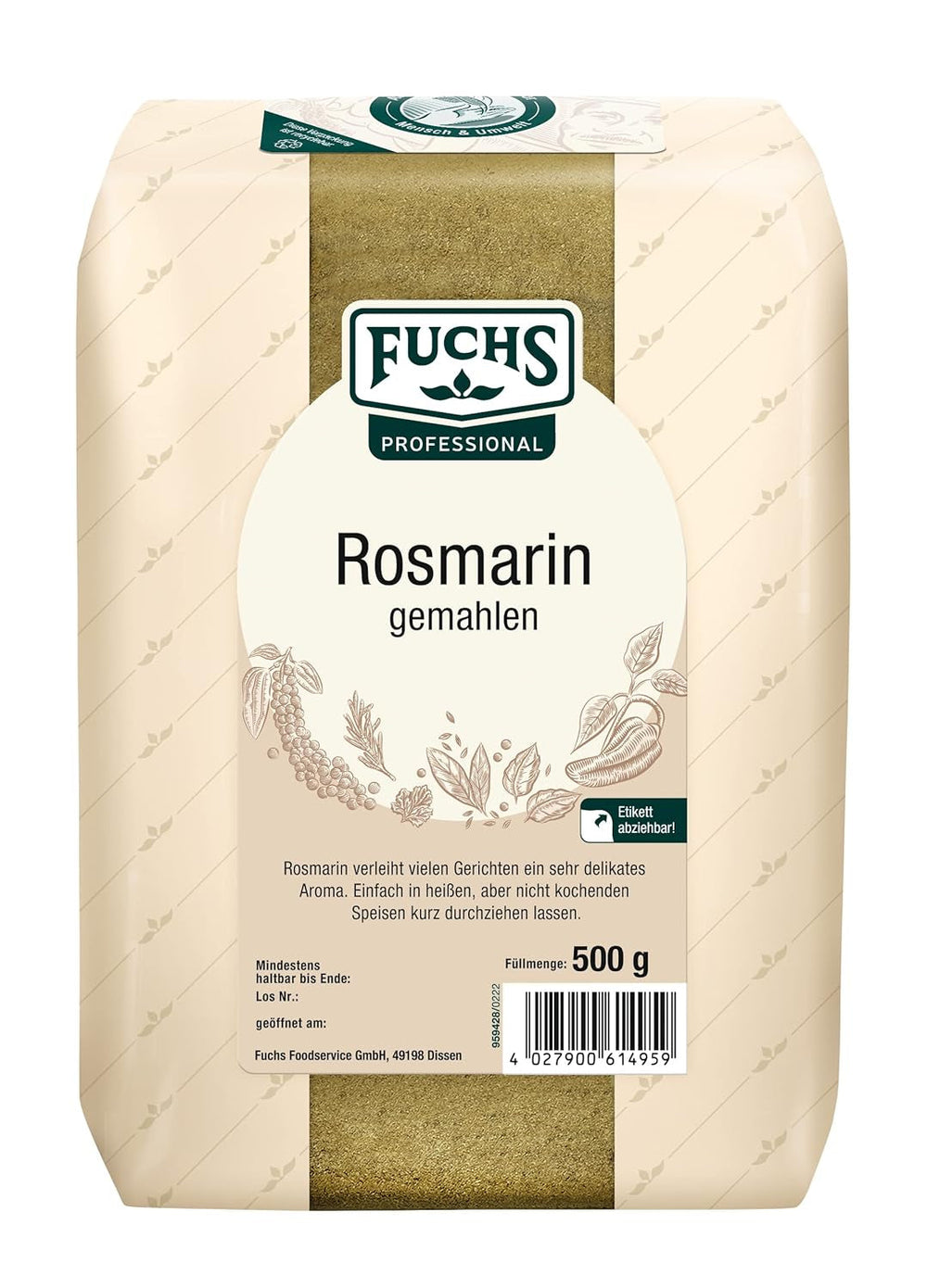 - Rosmarin gemahlen | Für Rosmarin-Kartoffeln und Lamm-Gerichte | Profi-Qualität für Großverbraucher | 0,6 kg im recyclebaren Beutel