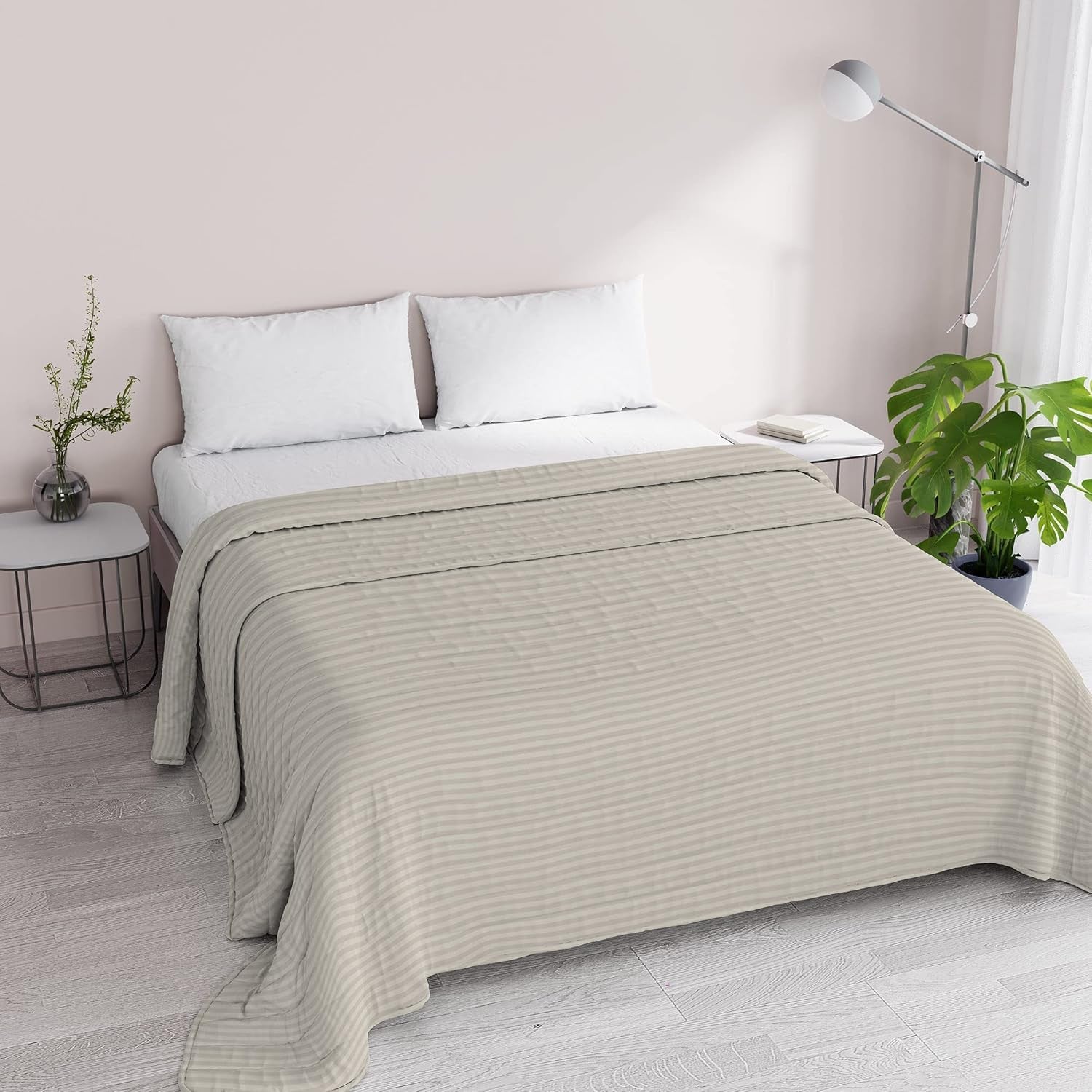 Sommerdecke Satin Stripes, Polyester, Creme, 260X250 cm Bettdecken und Steppdecken Naty Shop Turteltaube 260X250 cm
