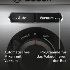 Bosch Vakuum-Standmixer Vitapower Serie 8 MMBV621M, Starke Mixleistung, Vitaminschonende Zubereitung, 4 Automatikprogramme, Vakuum-Togo Flasche, 37.000 U/Min, 1000 W, Silber Mutter und Kind Naty Shop