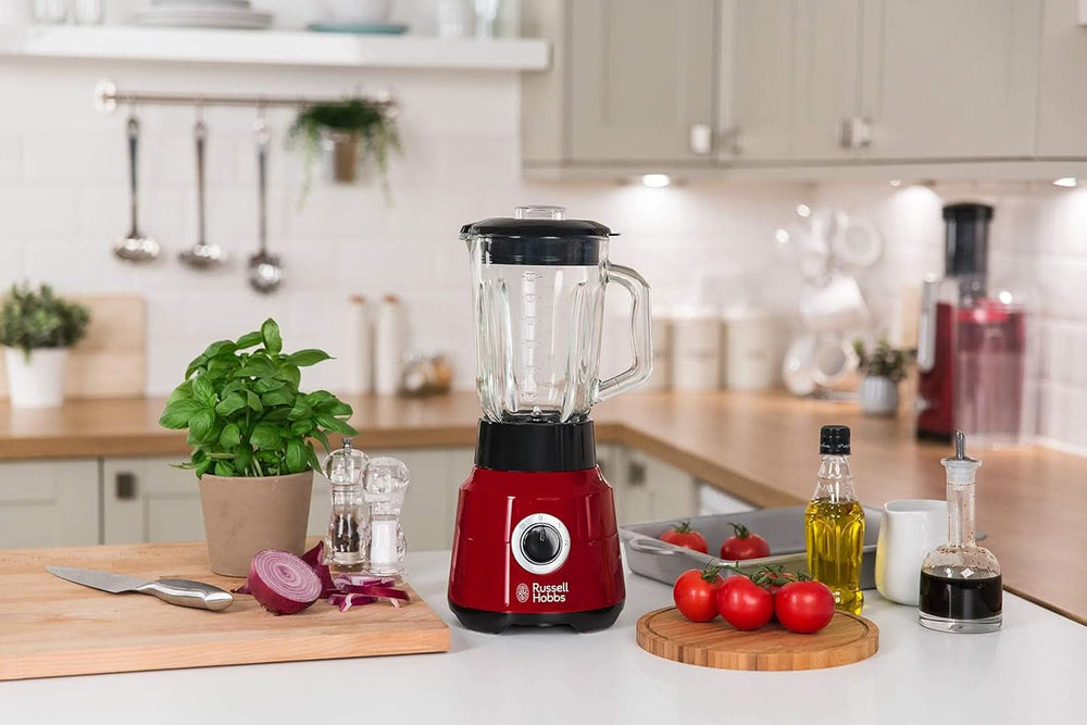 Russell Hobbs Standmixer [1.5L Glasbehälter] Desire Rot (Starker 0.9PS Motor, Impuls-/Ice-Crush-Funktion, Edelstahlmesser, Bpa-Frei Mixer, Elektrischer Zerkleinerer, Smoothie-Maker) 24720-56 Mutter und Kind Naty Shop